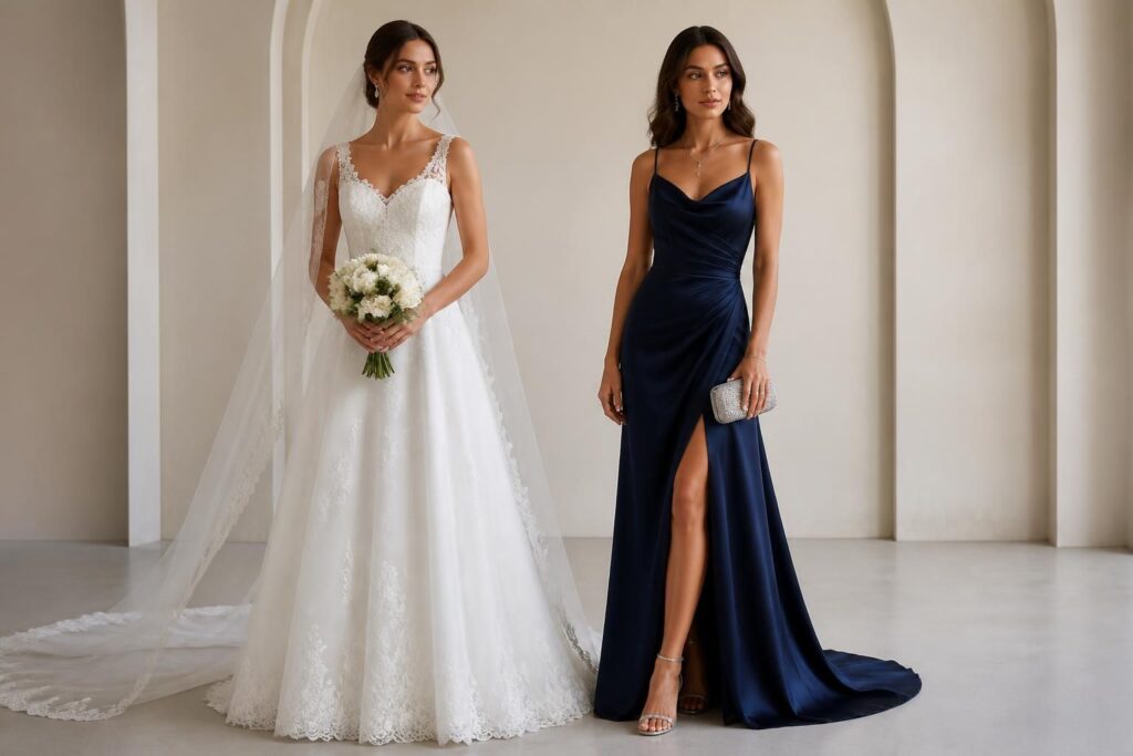 découvrez les principales différences entre robe de mariée et robe de soirée pour faire le meilleur choix selon l'occasion et votre style.